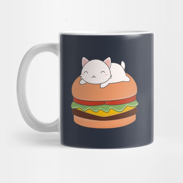 Kawaii Cute Cat On Burger T-Shirt by happinessinatee